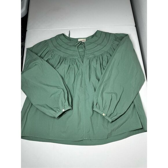 UNIVERSAL THREAD Bohemian Women’s Blouse SIZE XXL GREEN TIE Neck Prairie - Picture 9 of 14